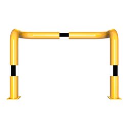 Schake Rammschutzbügel Doppelbügel, vertiefte Ausführung Gesamttiefe: ca. 350mm + 2 Standpfosten gelb/schwarz Breite: 1000 mm, H