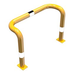 Schake Rammschutzbügel Doppelbügel, vertiefte Ausführung Gesamttiefe: ca. 350mm + 2 Standpfosten gelb/schwarz Breite: 1000 mm, H