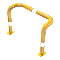 Schake Rammschutzbügel Doppelbügel, vertiefte Ausführung Gesamttiefe: ca. 350mm + 2 Standpfosten gelb/schwarz Breite: 1000 mm, H