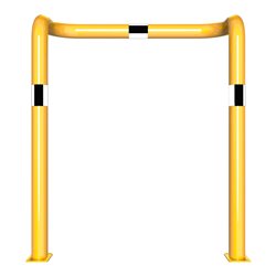 Schake Rammschutzbügel Doppelbügel, vertiefte Ausführung Gesamttiefe: ca. 350mm + 2 Standpfosten gelb/schwarz Breite: 1000 mm, H