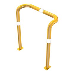 Schake Rammschutzbügel Doppelbügel, vertiefte Ausführung Gesamttiefe: ca. 350mm + 2 Standpfosten gelb/schwarz Breite: 1000 mm, H