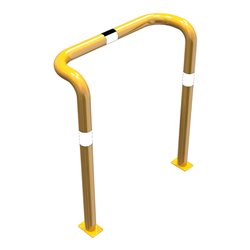 Schake Rammschutzbügel Doppelbügel, vertiefte Ausführung Gesamttiefe: ca. 350mm + 2 Standpfosten gelb/schwarz Breite: 1000 mm, H