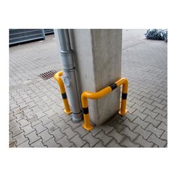 Schake Rammschutzbügel Doppelbügel, vertiefte Ausführung Gesamttiefe: ca. 350mm + 2 Standpfosten gelb/schwarz Breite: 1000 mm, H