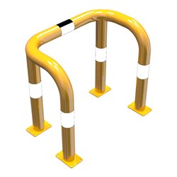 Schake Rammschutzbügel Doppelbügel, Gesamttiefe 400 mm + 4 Standpfosten gelb/schwarz Breite: 750 mm, Höhe Überflur: 650 mm zum A