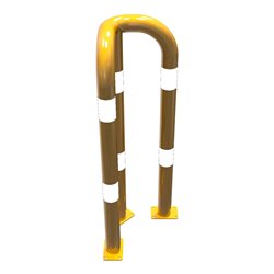 Schake Schutzwinkel 90°, Ø76 mm, 350 mm x 350 mm, Höhe über Flur 1150mm, gelb / schwarz