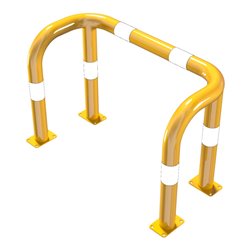 Schake Rammschutzbügel Doppelbügel, Gesamttiefe 400 mm + 4 Standpfosten gelb/schwarz Breite: 1000 mm, Höhe Überflur: 650 mm zum 