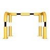 Schake Rammschutzbügel Doppelbügel, Gesamttiefe 400 mm + 4 Standpfosten gelb/schwarz Breite: 1000 mm, Höhe Überflur: 650 mm zum 