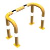 Schake Rammschutzbügel Doppelbügel, Gesamttiefe 400 mm + 4 Standpfosten gelb/schwarz Breite: 1000 mm, Höhe Überflur: 650 mm zum 