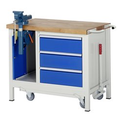 Rau Werkbank mit absenkbarem Fahrgestell 8183 880 mm Buche-Massiv-Platte 700 mm