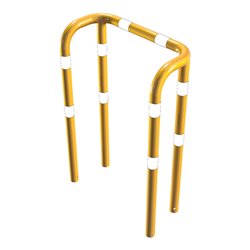 Schake Rammschutzbügel Doppelbügel, Gesamttiefe 400 mm + 4 Standpfosten gelb/schwarz Breite: 1000 mm, Höhe Überflur: 1150 mm zum