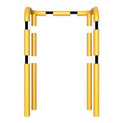 Schake Rammschutzbügel Doppelbügel, Gesamttiefe 400 mm + 4 Standpfosten gelb/schwarz Breite: 1000 mm, Höhe Überflur: 1150 mm zum