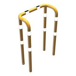 Schake Rammschutzbügel Doppelbügel, Gesamttiefe 400 mm + 4 Standpfosten gelb/schwarz Breite: 1000 mm, Höhe Überflur: 1150 mm zum