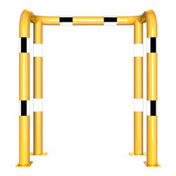 Schake Rammschutzbügel Doppelbügel, Gesamttiefe 400 mm + 4 Standpfosten gelb/schwarz Breite: 1000 mm, Höhe Überflur: 1150 mm zum