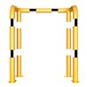 Schake Rammschutzbügel Doppelbügel, Gesamttiefe 400 mm + 4 Standpfosten gelb/schwarz Breite: 1000 mm, Höhe Überflur: 1150 mm zum