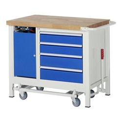 Rau Werkbank mit absenkbarem Fahrgestell 8183 880 mm Buche-Massiv-Platte 700 mm