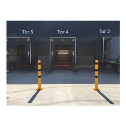 Schake Absperrpfosten Typ 489NPBG, ortsfest, 220x220 mm Ø 89mm, gelb / schwarz