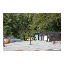 Schake Alu Stilpfosten Typ 495B+1, ortsfest, ca. 900 mm Überflur, m. Erdanker anthrazitgrau, beschichtet, + 1 Öse