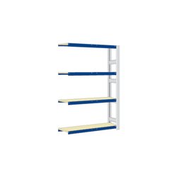 Regalwerk EMIL-Weitspannregal Holzpaneel Anbaufeld HxBxT 2500x2010x600 mm 4 Ebenen RAL5010