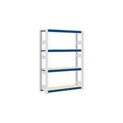 Regalwerk EMIL-Weitspannregal Holzpaneel Grundfeld HxBxT 2000x2010x500 mm 4 Ebenen RAL5010