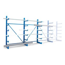 Regalwerk KARL-Kragarmregal TYP 1 Set 3 doppelsei. feste Arme 1xGF + 3xAF HxB 2000x1250 mm