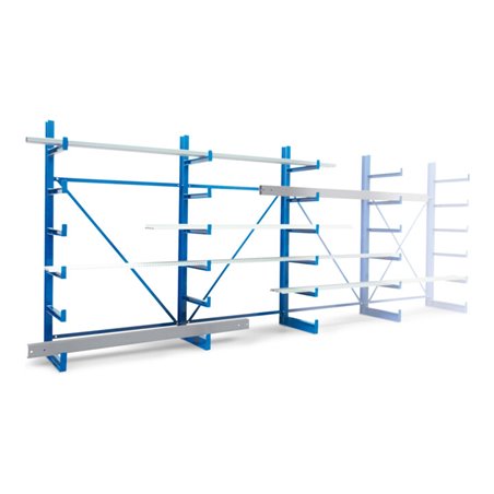 Regalwerk KARL-Kragarmregal TYP 1 Set 3 einseitig feste Arme 1xGF + 3xAF HxB 2000x1250 mm