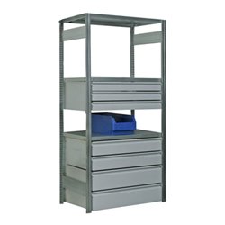 Regalwerk BERT-Schubladen-Block 2 BxT 1000x500 mm Gesamthöhe: 700 mm RAL 7035 Lichtgrau