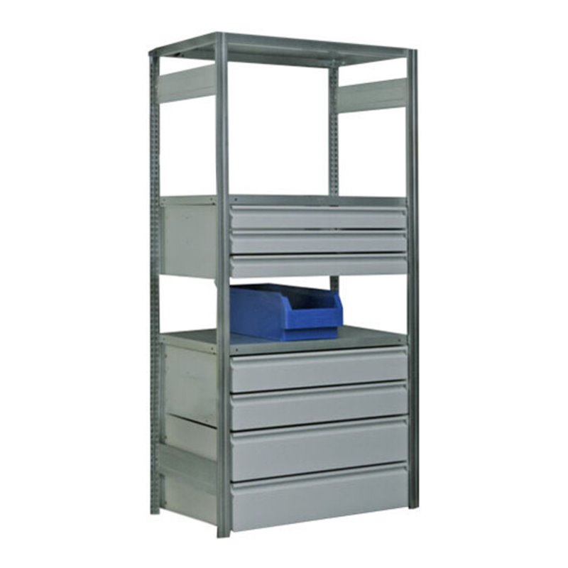 Regalwerk BERT-Schubladen-Block 2 BxT 1000x500 mm Gesamthöhe: 700 mm RAL 7035 Lichtgrau