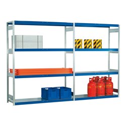 Regalwerk EMIL-Weitspannregal Stahlpaneel Grundfeld HxBxT 2500x2570x800mm mit 4 Fachebenen