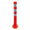 Schake Flexipfosten rot, selbstaufrichtend, Ø 80mm, Höhe: 750mm + 3 weiß refl. Streifen, inkl Befestigungsmaterial