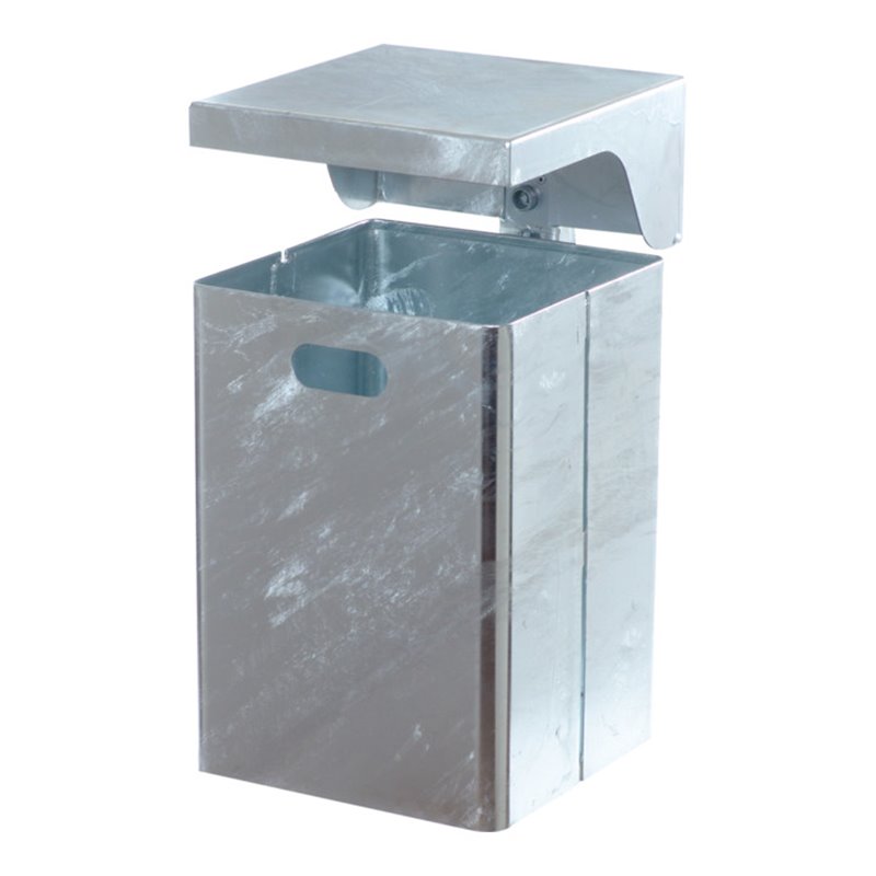 Schake Abfallbehälter 40l, H 440 mm x B 310 mm x T 310 mm montiert + Standpfosten Ø 60 x 1300 mm