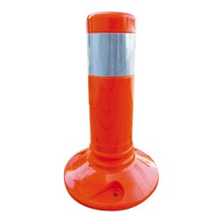 Schake Flexipfosten rot, selbstaufrichtend, Ø 80mm, Höhe: 300mm + 1 weiß refl. Streifen, inkl Befestigungsmaterial