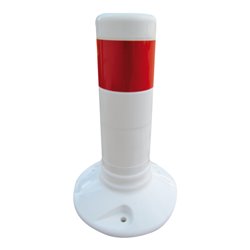 Schake Flexipfosten weiß (UV, Beständig), selbstaufrichtend, Ø 80mm, Höhe: 300mm + 1 rot refl. Streifen