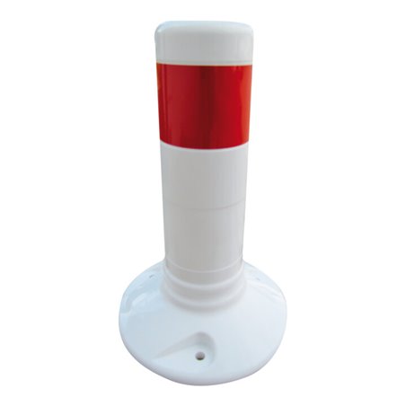 Schake Flexipfosten weiß (UV, Beständig), selbstaufrichtend, Ø 80mm, Höhe: 300mm + 1 rot refl. Streifen
