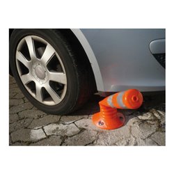 Schake Flexipfosten weiß (UV, Beständig), selbstaufrichtend, Ø 80mm, Höhe: 300mm + 1 rot refl. Streifen