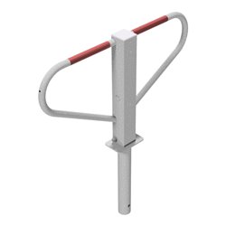 Schake Parkplatzsperre Typ 40773, umlegbar, 70x70mm, Überflur 500mm, + Rundrohrbügeln, Gesamtbreite 800mm + 8mm Dreikantverschlu