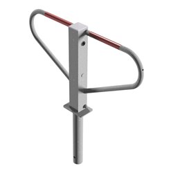 Schake Parkplatzsperre Typ 40773, umlegbar, 70x70mm, Überflur 500mm, + Rundrohrbügeln, Gesamtbreite 800mm + 8mm Dreikantverschlu