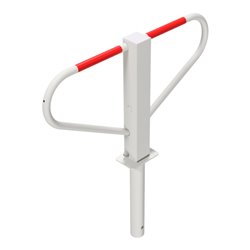 Schake Parkplatzsperre Typ 40771, umlegbar, 70x70mm, Überflur 500mm, + Rundrohrbügeln, Gesamtbreite 800mm + Rund, Zylinderschloß