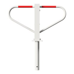 Schake Parkplatzsperre Typ 40771, umlegbar, 70x70mm, Überflur 500mm, + Rundrohrbügeln, Gesamtbreite 800mm + Rund, Zylinderschloß