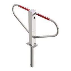 Schake Parkplatzsperre Typ 40771, umlegbar, 70x70mm, Überflur 500mm, + Rundrohrbügeln, Gesamtbreite 800mm + Rund, Zylinderschloß