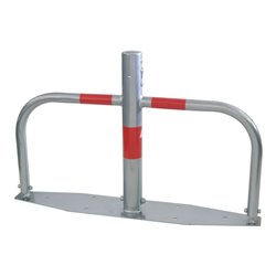 Schake Parkplatzsperre Typ 40660, umlegbar, Ø 60mm, Überflur 500mm, + Rundrohrbügeln, Gesamtbreite 800mm + Profilzylinderschloß,