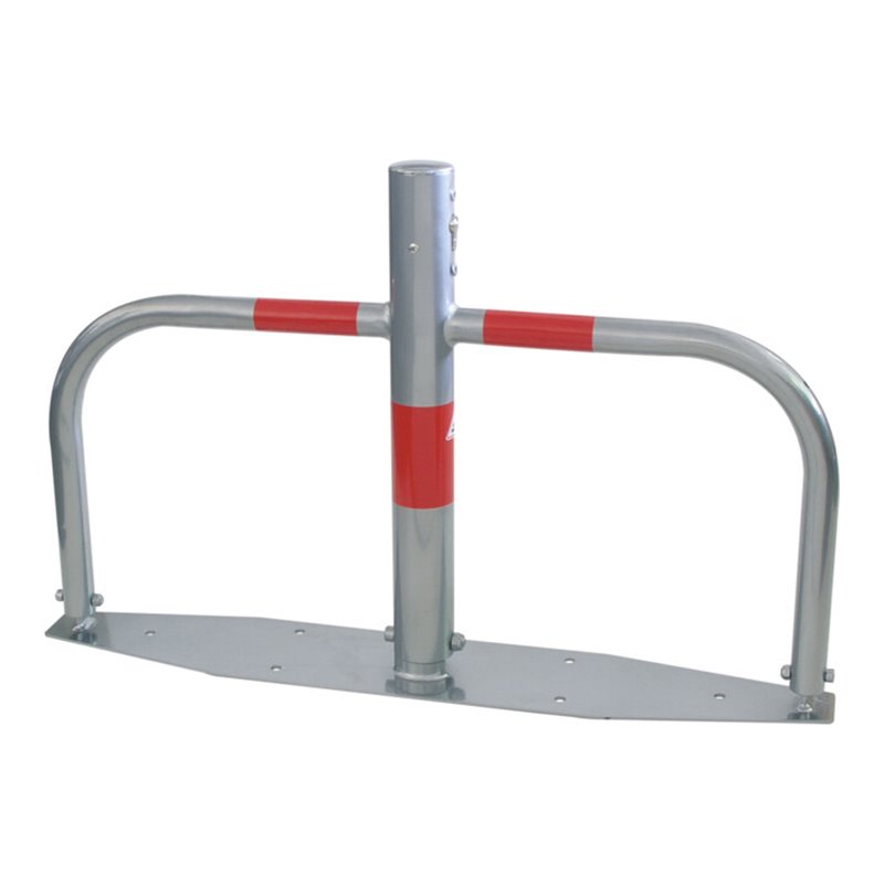 Schake Parkplatzsperre Typ 40660, umlegbar, Ø 60mm, Überflur 500mm, + Rundrohrbügeln, Gesamtbreite 800mm + Profilzylinderschloß,