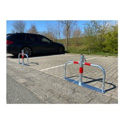 Schake Parkplatzsperre Typ 40660, umlegbar, Ø 60mm, Überflur 500mm, + Rundrohrbügeln, Gesamtbreite 800mm + Profilzylinderschloß,