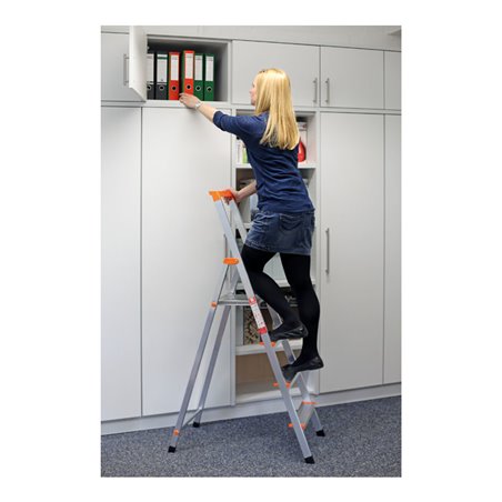 Alu-Haushaltsleiter mit Sicherheitsbrücke Nr. 618