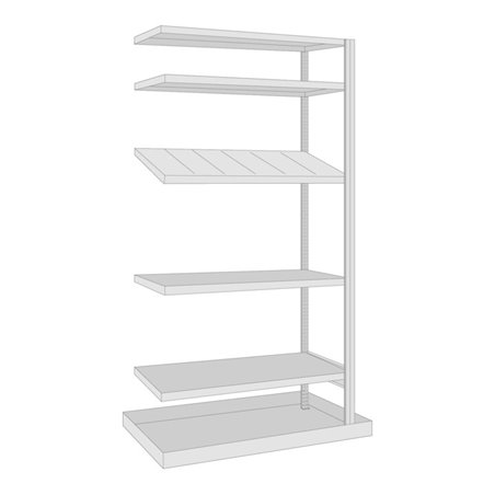 Regalwerk BERT-Regalmodul 1 Anbaufeld HxBxT 2000x1005x500 mm Stecksystem Rahmen RAL 7035