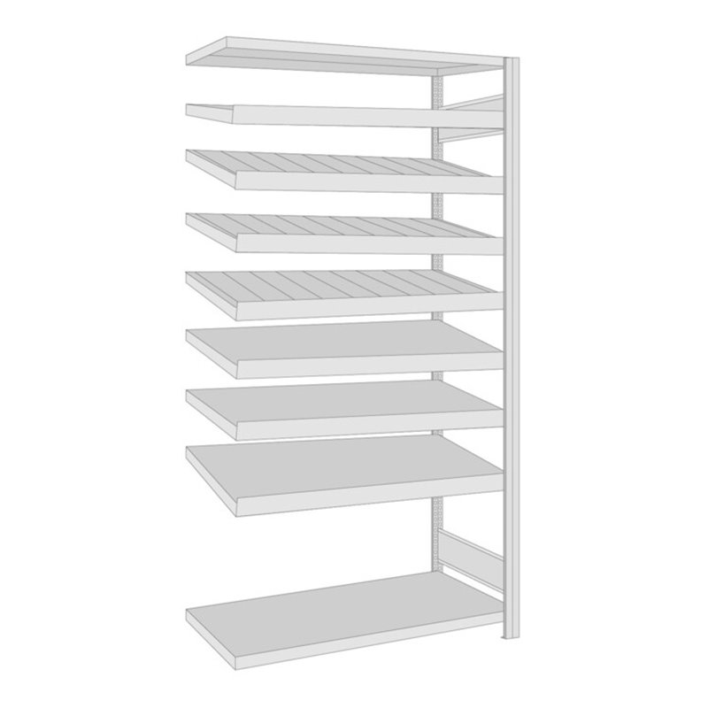 Regalwerk BERT-Regalmodul 5 Anbaufeld HxBxT 2000x1005x500 mm Stecksystem Rahmen RAL 7035
