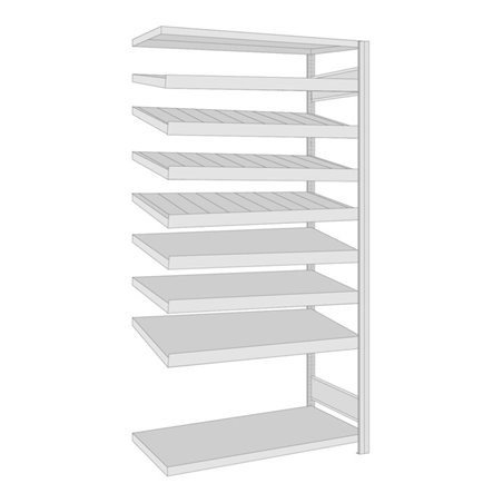 Regalwerk BERT-Regalmodul 5 Anbaufeld HxBxT 2000x1005x500 mm Stecksystem Rahmen RAL 7035