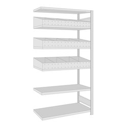 Regalwerk BERT-Regalmodul 2 Anbaufeld HxBxT 2000x1005x500 mm Stecksystem Rahmen RAL 7035