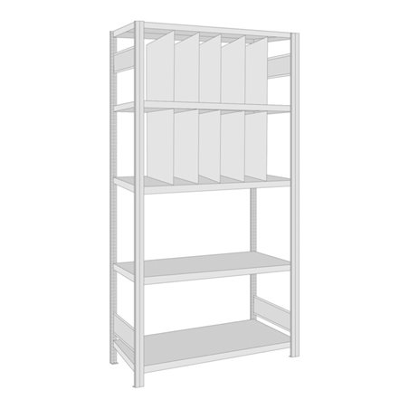 Regalwerk BERT-Regalmodul 4 Grundfeld HxBxT 2000x1005x500 mm Stecksystem Rahmen RAL 7035