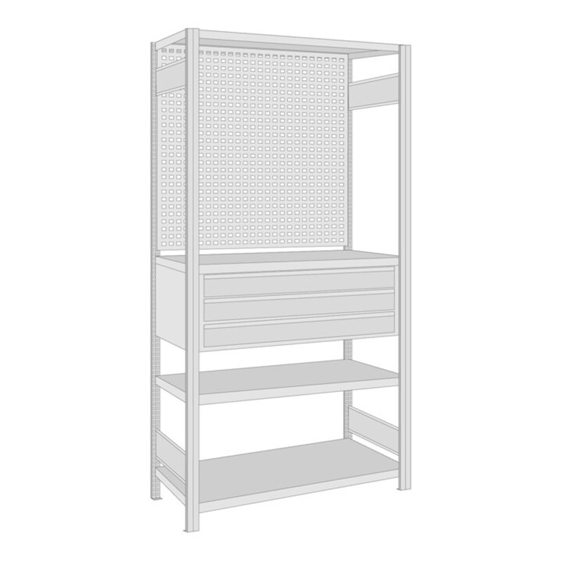 Regalwerk BERT-Regalmodul 3 Grundfeld HxBxT 2000x1005x500 mm Stecksystem Rahmen RAL 7035