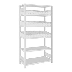 Regalwerk BERT-Regalmodul 2 Grundfeld HxBxT 2000x1005x500 mm Stecksystem Rahmen RAL 7035